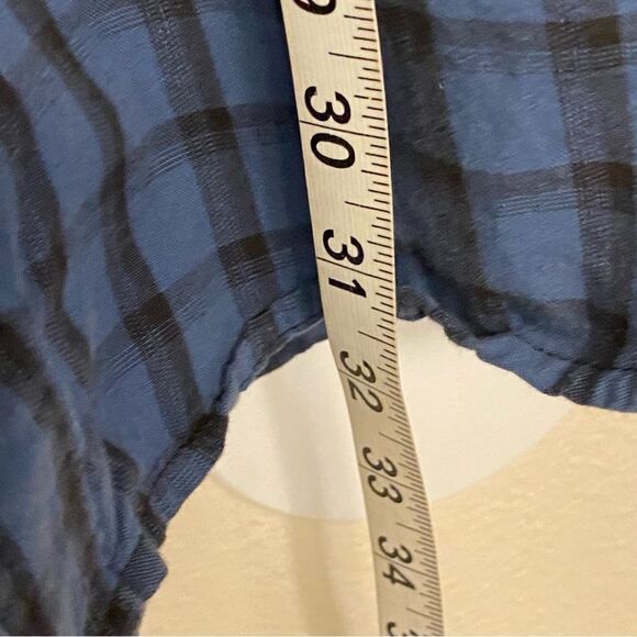 Carhartt Long sleeve button down plaid cotton shirt blue mens Large tall LT - Picture 7 of 12